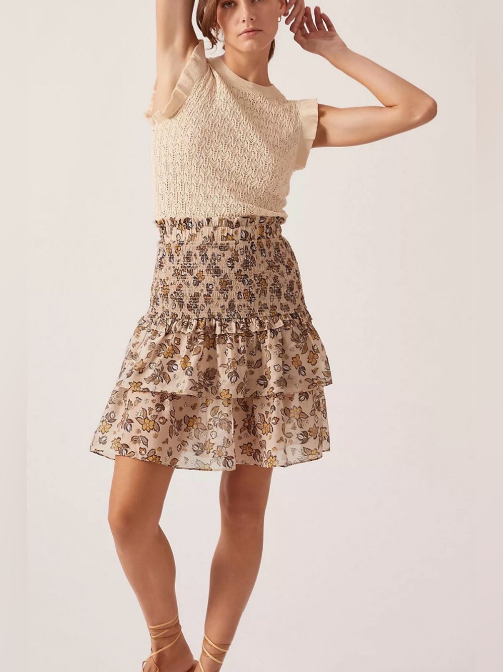 Current Air ruffle crewneck sweater mini dress, medium